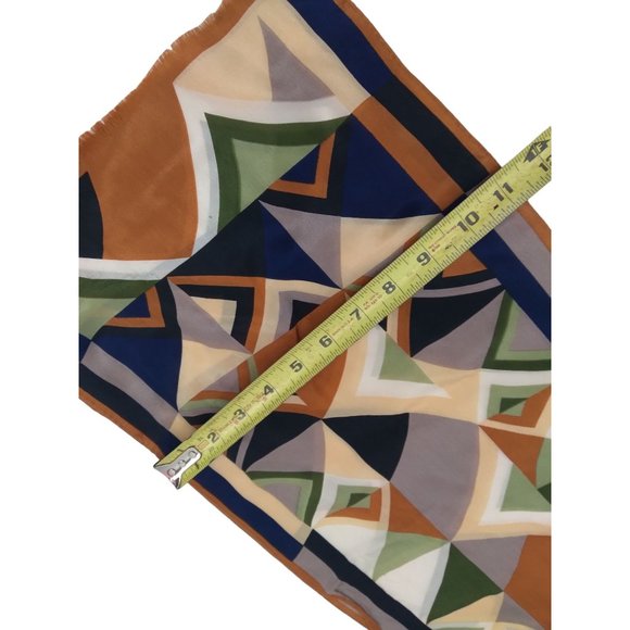 Vintage Oscar De La Renta MCM Geometric Rectangular Fringe Scarf 50" x 11" READ - Picture 12 of 13